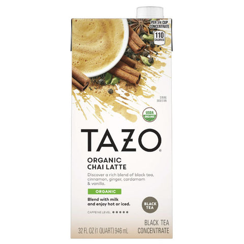 Tazo Organic Spiced Chai Latte Iced Tea Concentrate, Black Tea, 32 oz