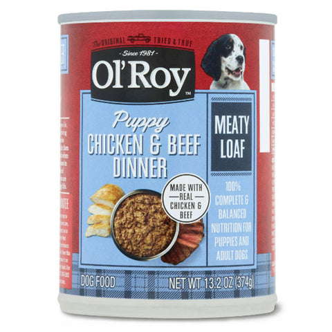 Ol' Roy Meaty Loaf Wet Dog Food for Puppies, Chicken & Beef Flavor, 13.2 oz