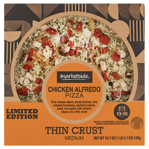 Marketside Chicken Alfredo Pizza, Thin Crust, Medium, 18.7oz