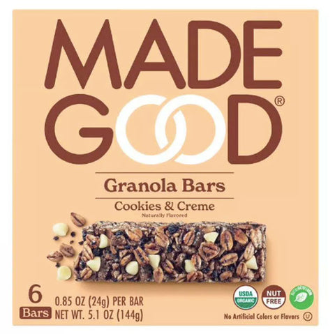 MadeGood Cookies & Creme Granola Bar, 6 Bars