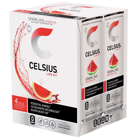 Celsius Live Fit Sparkling Watermelon Energy Drink, 12oz, 4 Count