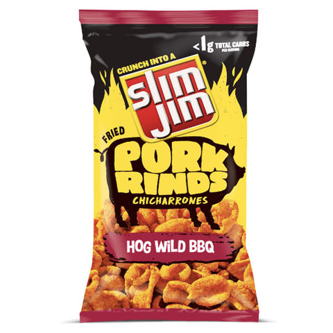 Slim Jim Pork Rinds Hog Wild BBQ Fried Snacks, Keto Friendly, 4.5 oz.