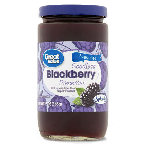 Great Value Sugar-Free Jam, Seedless Blackberry, 13 oz