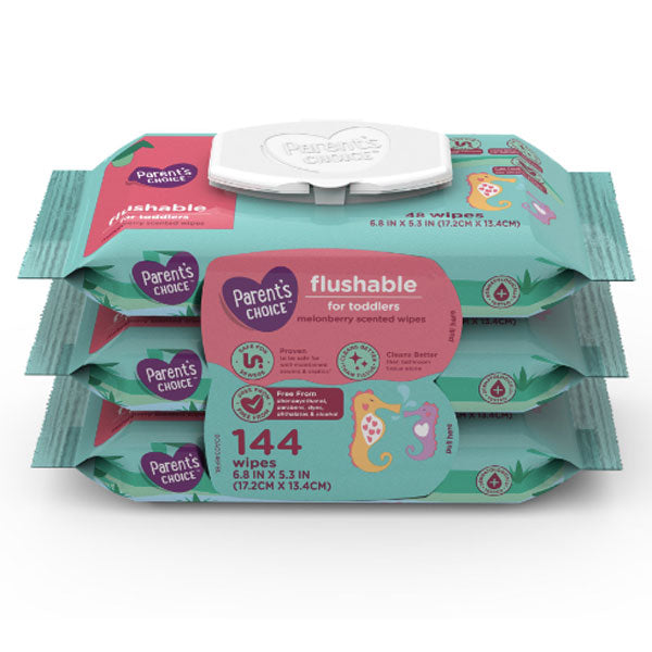 Parent's Choice Flushable Toddler Wipes, 144 Count