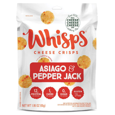 Whisps Asiago Pepper Jack Cheese Crisps, Keto Friendly Snacks, 1.95 oz