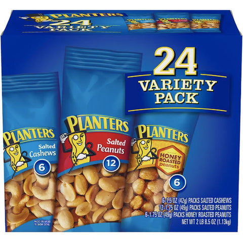 Planters Individual Cashews and Peanuts Variety Pack, 24 Count