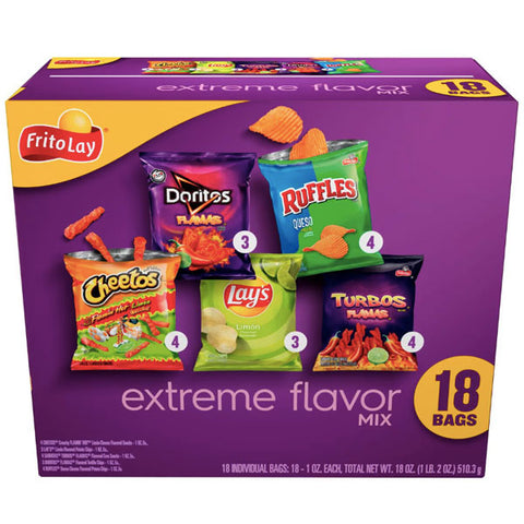 Frito Lay Variety Pack, Extreme Flavor Mix, 18 Ct