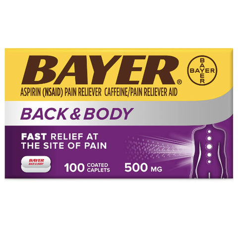 Bayer Back & Body Extra Strength Pain Reliever Aspirin w Caffeine, 100 Ct