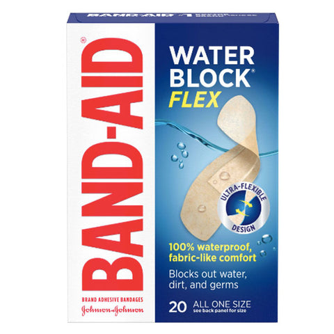 Band Aid Water Block Flex Waterproof Adhesive Bandages, 20 Ct