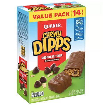 Quaker Chewy Dipps Granola Bars, Chocolate Chip, 14 Count
