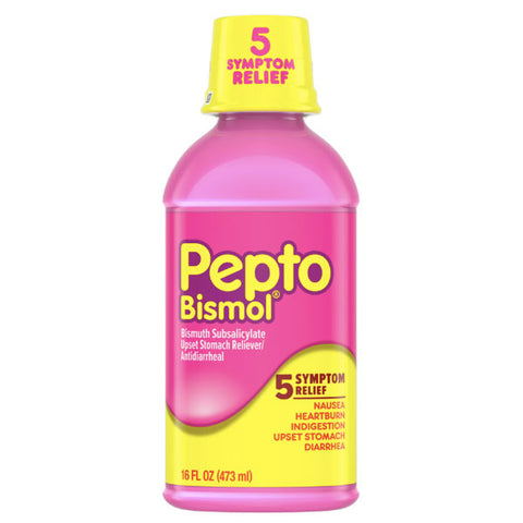 Pepto Bismol Liquid for Nausea, Heartburn, Indigestion, Upset Stomach, and Diarrhea, Original Flavor, 16 oz