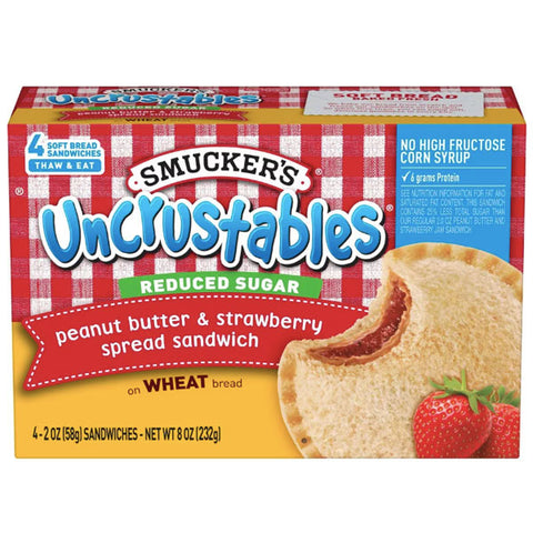 Smucker's Uncrustable Whole Wheat Peanut Butter & Strawberry Jam Sandwich, 4 Ct