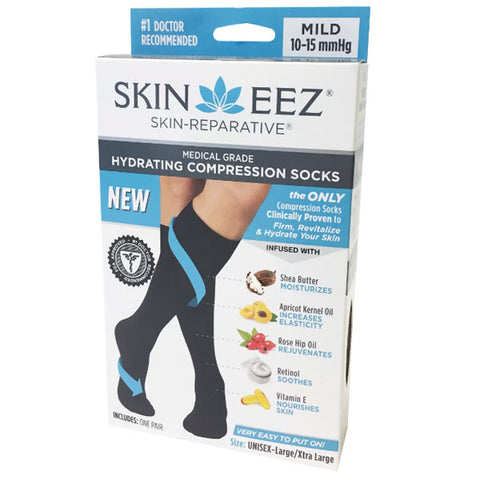 Skineez Black Large/X Large Skin-Reparative Hydrating Unisex Compression Socks