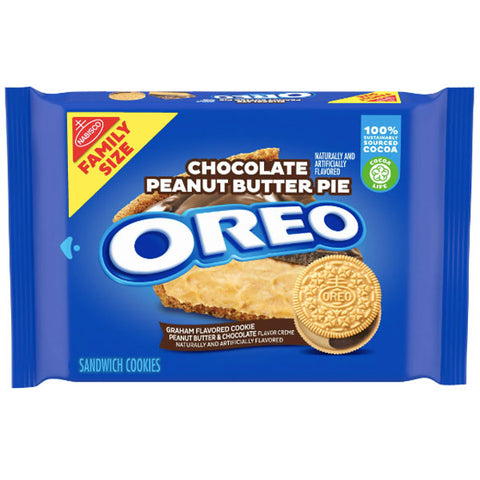 OREO Chocolate Peanut Butter Pie Sandwich Cookies, Family Size, 17 oz