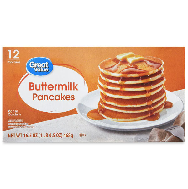 Great Value Frozen Buttermilk Pancakes, 16.5 oz, 12 Count