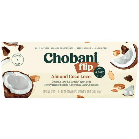 Chobani Flip Almond Coco Loco Low Fat Greek Yogurt, 4.5oz. 4 Count