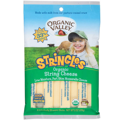 Organic Valley Stringles Low Moisture Part Skim Organic Mozzarella Cheese Sticks, 8 Count