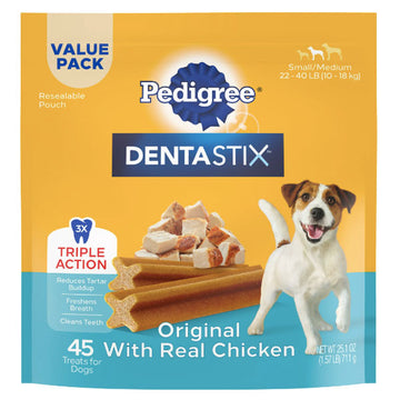 Pedigree Dentastix Small/Medium Dog Dental Treats Original Flavor Dental Bones, 1.57 lb. Value Pack