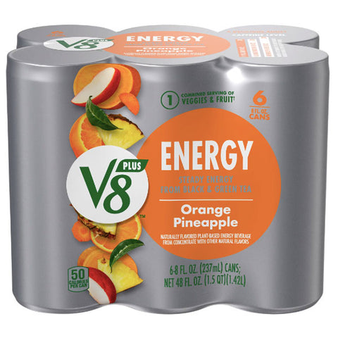 V8 +Energy Orange Pineapple Energy Drink, 8oz, 6 Count