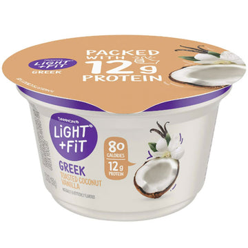 Dannon Light + Fit Nonfat Gluten-Free Toasted Coconut Vanilla Greek Yogurt, 5.3 Oz.
