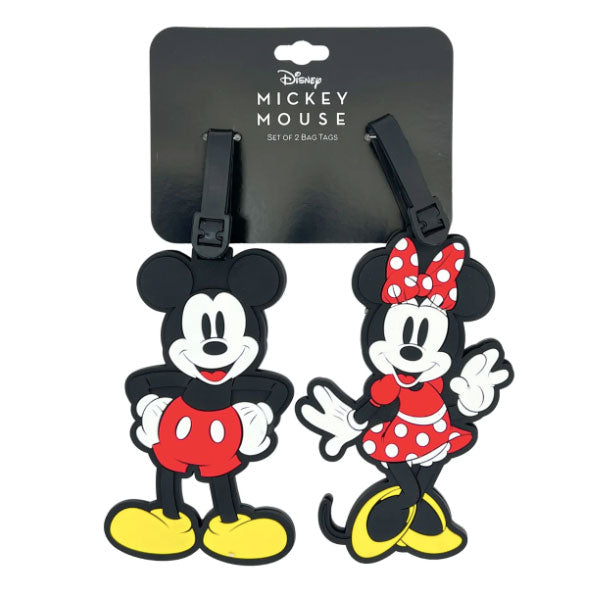 Disney Mickey and Minnie Mouse 2 pc Luggage Tags Water Butlers