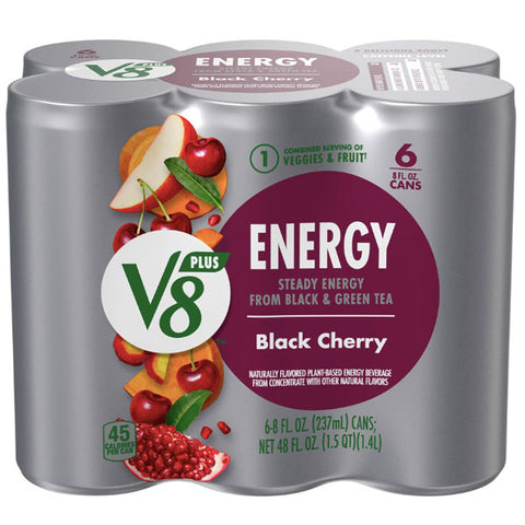 V8 +Energy Black Cherry Energy Drink, 8oz, 6 Count