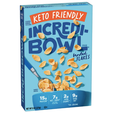 Incredi Bowl Frosted Flakes, Keto Friendly Breakfast Cereal, High Protein, Gluten Free, 8oz