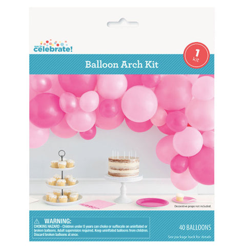 Way to Celebrate! Latex Balloon Arch Kit, Cheerful Pink, 26 Count