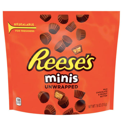 Reese's Mini Milk Chocolate Peanut Butter Cups Candy, Unwrapped, 7.6 oz