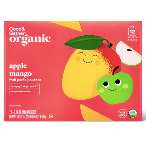 Good & Gather Organic Applesauce Pouches, Apple Mango, 12 Count