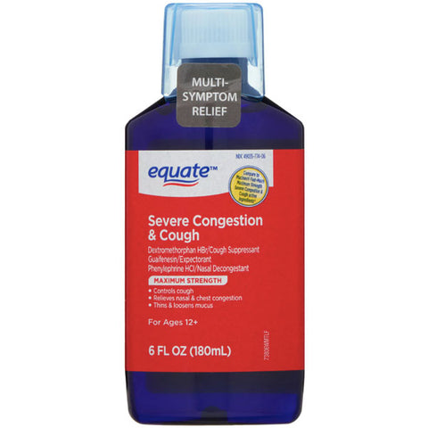 Equate Maximum Strength Severe Congestion & Cough, Liquid, 6 fl oz