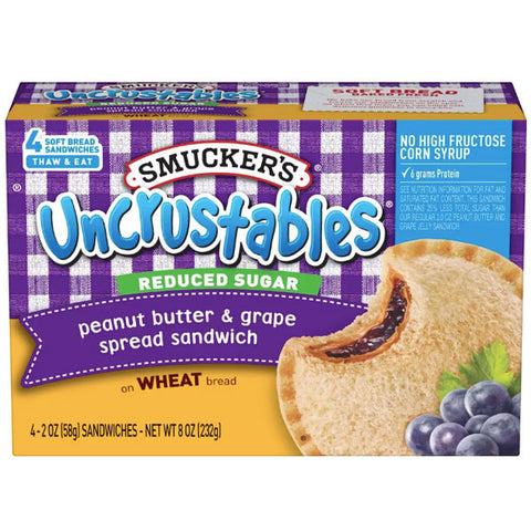 Smucker's Uncrustables Whole Wheat Peanut Butter & Grape Jelly Sandwiches, 4 Ct