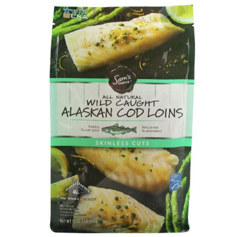 Sam's Choice Frozen Wild Caught Alaskan Cod Loins, 1 lb