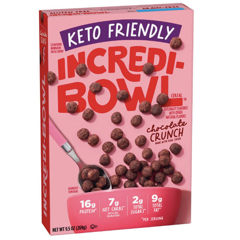 Incredi Bowl Chocolate Crunch, Keto Friendly Breakfast Cereal, High Protein, Gluten Free, 9.5oz