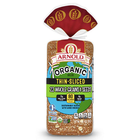 Arnold Organic Thin-Sliced 22 Grains & Seeds Bread, 20 oz.