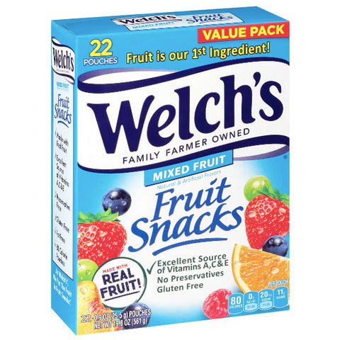 Welch's Fruit Snacks, Mixed Fruit, Value Pack, 0.9 oz, 22 Count