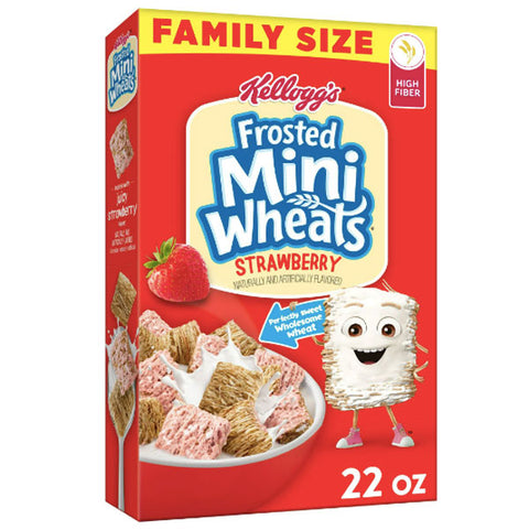 Kellogg's Frosted Mini-Wheats Strawberry Breakfast Cereal, Family Size, 22 oz