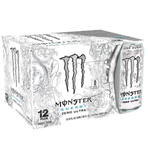 Monster Zero Ultra, Sugar Free Energy Drink, 16 fl oz, 12 Count