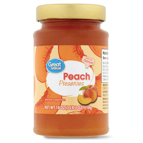 Great Value Preserves, Peach, 18 oz