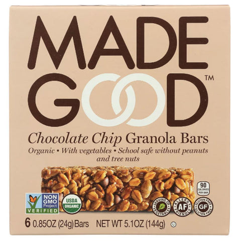 MadeGood Chocolate Chip Granola Bars, 6 Bars