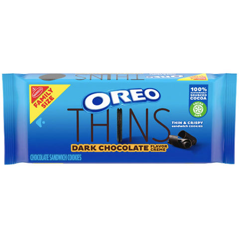 OREO Thins Dark Chocolate Creme Sandwich Cookies, Family Size, 13.1 oz