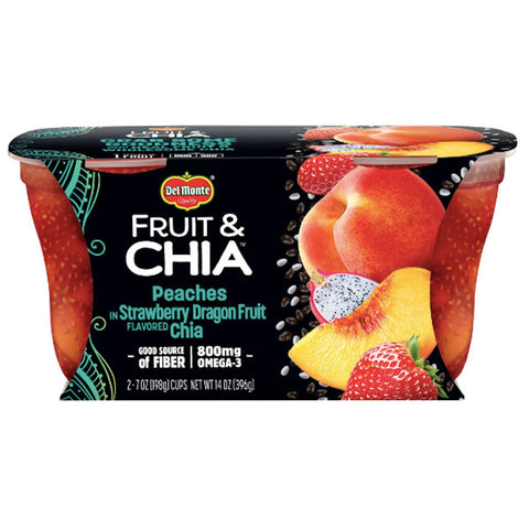 Del Monte Fruit & Chia Peaches in Dragon Fruit Cups, 7 oz, 2 Count