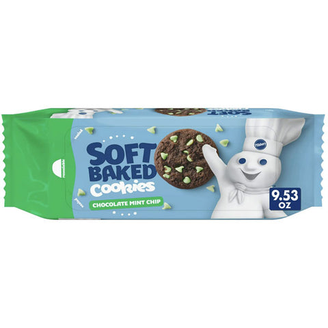 Pillsbury Soft Baked Cookies, Chocolate Mint Chip, 9.53 oz, 18 Count