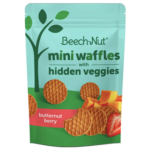 Beech-Nut Mini Waffles Butternut Berry Hidden Veggies Toddler Snack, 3.2 oz