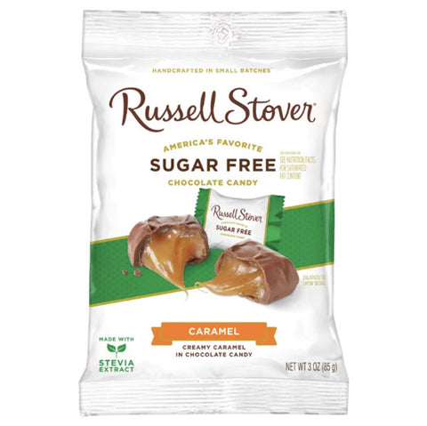 Russell Stover Sugar Free Caramel Chocolates with Stevia, 3 oz