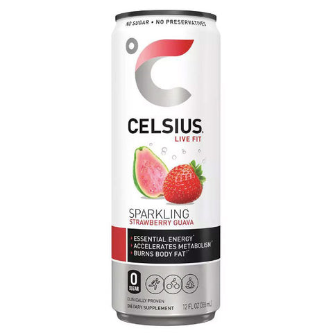 Celsius Essential Energy Drink, Strawberry Guava, 12 Fl Oz