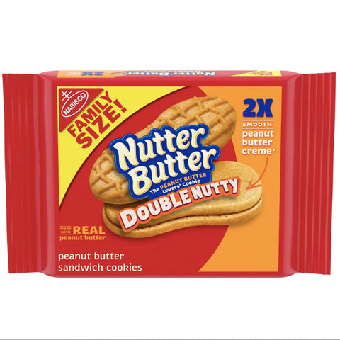 Nutter Butter Double Nutty Family Size Peanut Butter Sandwich Cookies, 15.27 oz