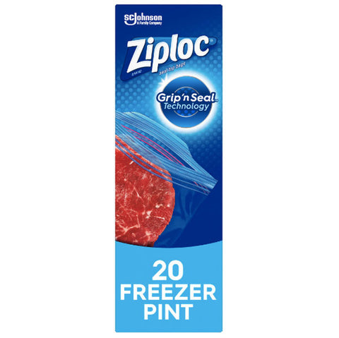 Ziploc® Brand Freezer Bags with Grip 'n Seal Technology, Pint, 20 Count