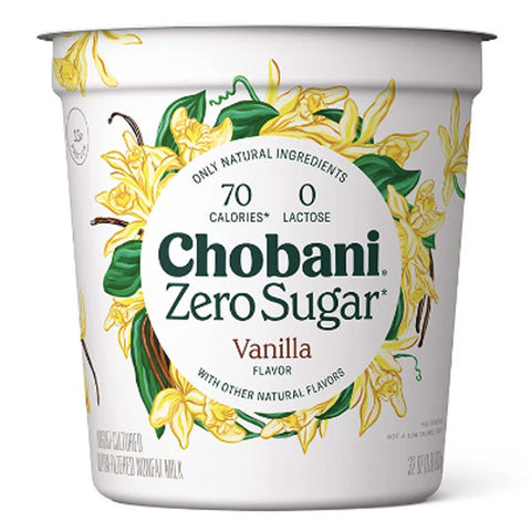 Chobani with Zero Sugar, Sugar Free Greek Yogurt, Vanilla, 32 oz