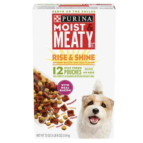 Purina Moist & Meaty Wet Dog Food, Rise & Shine Awaken Bacon & Egg Flavor, 12 Count